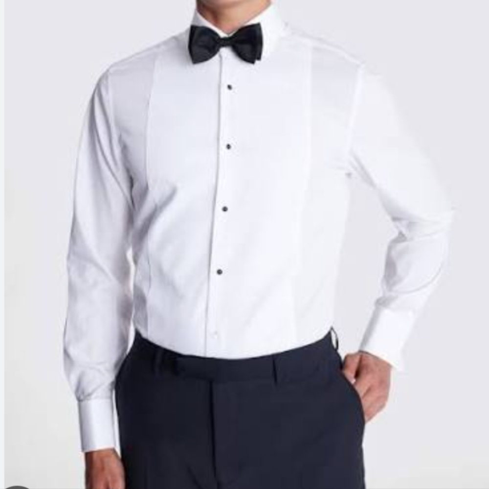 Moss 1851 Slim Fit Classic White Dress Tuxedo Shirt